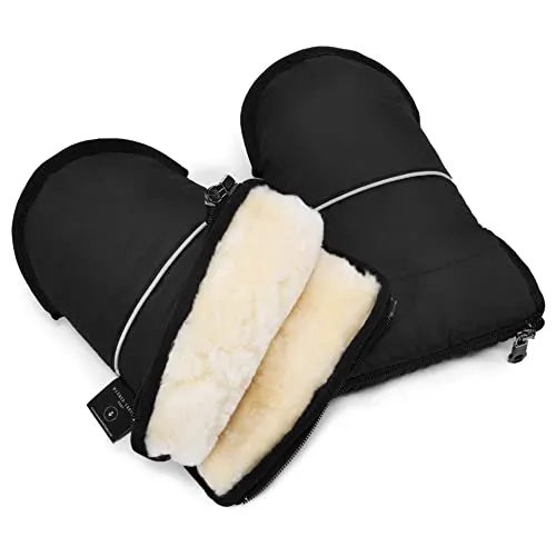 Lammfell Handwärmer von WERNER CHRIST BABY – GLOVY für Kinderwagen - Handwärmer für Kinderwagen, aus 100% echtem Lammfell, wasserabweisend und mit Reißverschluss für einfache Handhabung. Ideal für kalte Tage, schützt bis über die Handgelenke.