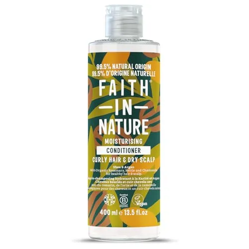 Faith In Nature Natürliches Shea & Argan Conditioner, Feuchtigkeitsspendend für lockiges Haar & trockene Kopfhaut, Vegan und tierversuchsfrei, Ohne SLS, Silikone oder Parabene, 400 ml