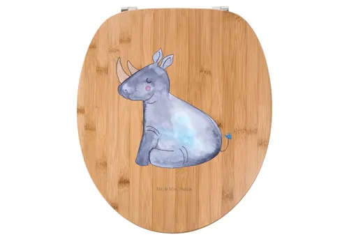 Mr. & Mrs. Panda WC-Sitz Einhorn Nashorn - Hochwertiger Klodeckel mit lustigem Einhorn-Nashorn-Motiv. Aus langlebigem Bambus oder MDF, leicht zu reinigen und sorgt für angenehmen Sitzkomfort. Bringt Freude in jedes Badezimmer!