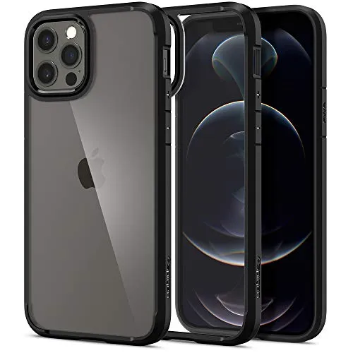 Spigen Ultra Hybrid Kompatibel mit iPhone 12 Hülle [Air Cushion Technologie] und Kompatibel mit iPhone 12 Pro Handyhülle dünn transparent hardcase silikon -Schwarz