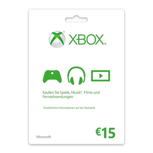Microsoft Xbox LIVE Geschenkgutschein 15€ - Flexibel einsetzbarer Geschenkgutschein für Xbox LIVE, ideal für Gamer, um Spiele und Inhalte online zu erwerben.