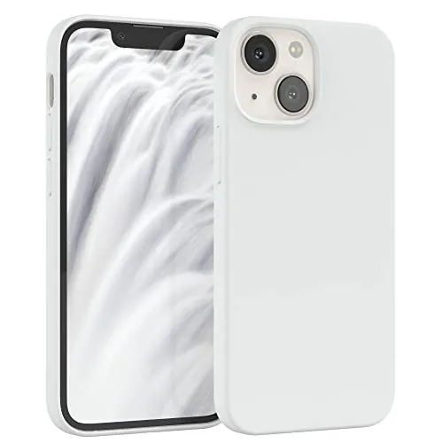 EAZY CASE Premium Silikon Handyhülle kompatibel mit iPhone 13 Mini Slimcover mit Kameraschutz und Innenfutter, Silikonhülle, Schutzhülle, Bumper, Handy Case, Hülle, Softcase, Weiß