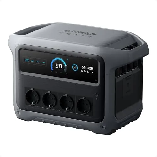 Anker SOLIX C1000 Gen2 PowerStation 1024 Wh 2000W – Schnelle Ladeleistung - Die Anker SOLIX C1000 Gen2 PowerStation bietet 2.000 W Dauerleistung und lädt dank HyperFlashTM-Technologie in nur 49 Minuten. Ideal für Camping und Notstromversorgung, zuverlässig und mobil.