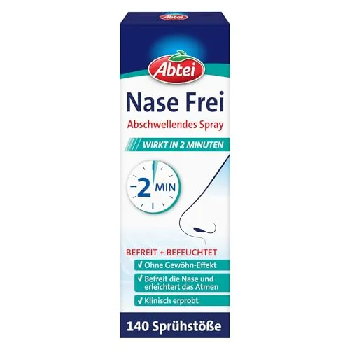 Abtei Nase Frei 2 Min - Schnelle Linderung - Arzneimittel zur schnellen Befreiung der Nase in weniger als 2 Minuten, mit 100 % reinem hypertonen Meerwasser und ätherischen Ölen für ein erfrischendes Gefühl.