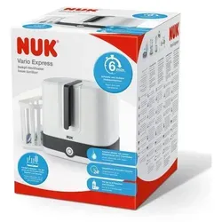 NUK Vario Express Flaschensterilisator - Sterilisator für bis zu 6 Babyflaschen in nur 6 Minuten auf Wasserdampfbasis, mit automatischer Abschaltung und herausnehmbarem Korb für individuelle Anpassung.