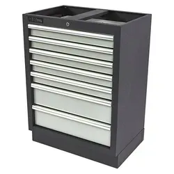 HBM 7-Schubladen-Profi-Werkzeugschrank - Werkstatteinrichtung mit 7 geräumigen Schubladen für optimalen Stauraum, stabil und sicher, ideal für Profis und Heimwerker.