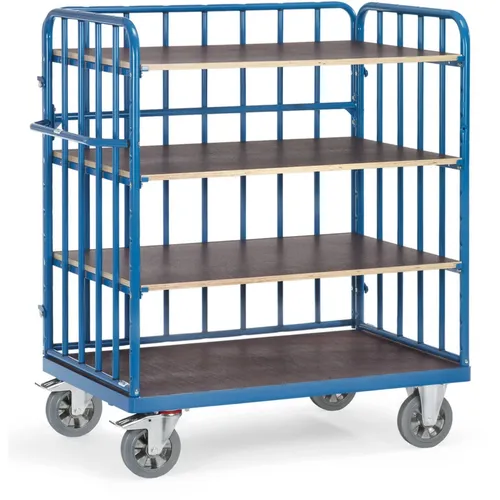 Fetra Etagenwagen 18212-1 - Robuster Etagenwagen mit 4 Etagen, ideal für Werkstätten und Lager. Tragkraft von 1200 kg und variable Einlegeböden für maximale Flexibilität. Made in Germany!