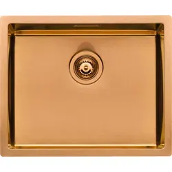 NABER LUSSO 1 Einbauspüle, kupferfarbig mit PVD-Beschichtung - Elegante Einbauspüle LUSSO 1 aus Edelstahl mit kupferfarbener PVD-Beschichtung. Ideal für flächenbündigen Einbau, langlebig und pflegeleicht. Außenmaße: 550 x 450 x 200 mm.