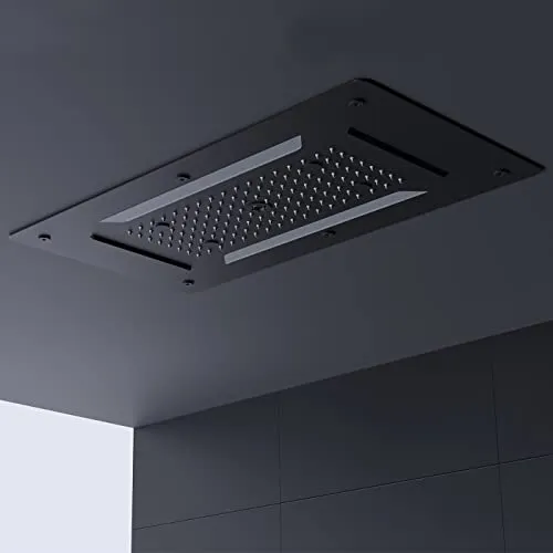 BERNSTEIN XXL-Regendusche DPG5030 - Einbauduschkopf aus Edelstahl in Schwarz, superflach mit 4 Funktionen und LED-Beleuchtung für ein luxuriöses Duscherlebnis und einfache Bedienung per Fernbedienung.
