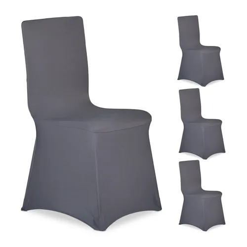 Stuhlhussen Stretch Stuhlbezüge für Bankettstühle - 8 Stück - Elastische, waschbare Stuhlbezüge in Grau, ideal für festliche Anlässe und sorgen für einen eleganten Look bei jeder Veranstaltung.