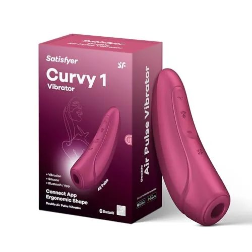 Satisfyer 'Curvy 1 Connect App' Klitoris-Sauger 13,5 cm | Druckwellen-Vibrator Sex-Spielzeug für Sie | Klitoris-Stimulation leise & stark | Auflegevibrator mit Vibrationen und App | Farbe: bordeaux