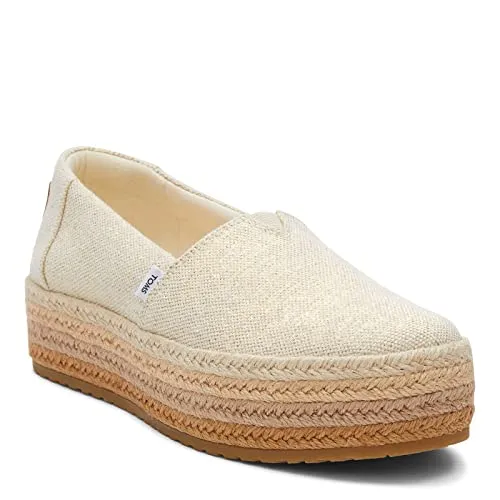 Toms Damen Valencia Schlupfschuh, Komfortabel und Stilvoll, 40 EU - Der TOMS Valencia überzeugt mit ganztägigem Komfort dank der OrthoLite-Einlegesohle und gepolsterten Ferse. Perfekt für lässige Looks mit Espadrille-Plattform und Slip-On-Design. Obermaterial aus Textil.
