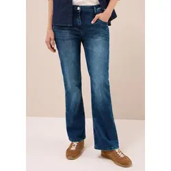 Cecil Bootcut Jeans in Dunkelblau - W26/L32 - Jeans mit High Waist und Bootcut fit, ideal für einen modischen Look. 5-Pocket-Design und Kunstleder-Patch sorgen für einen stylishen Akzent.