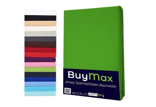 Buymax Spannbettlaken Buymax Jersey aus 100% Baumwolle, Jersey, Gummizug: Rundumgummi, (1 Stück), Pflegeleicht und Atmungsaktiv in Verschiedenen Farben und Größen