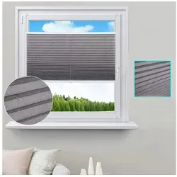Woltu Plissee, halbtransparent, Klemmfix, Klemmfix, Jalousie Faltrollo Blickdicht grau 60 cm x 220 cm