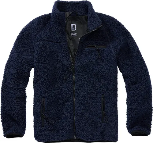 Brandit Teddyfleece Outdoorjacke blau XL - Funktionsjacke aus 100% Polyester, ideal für Outdoor-Aktivitäten mit 4 praktischen Taschen und einem bequemen Stehkragen.