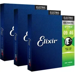 Elixir 19027 Electric Optiweb Custom Light 3er Set - E-Gitarrensaiten im 3er Set mit nickelbeschichteter Stahl-Wicklung. Die OPTIWEB-Beschichtung sorgt für ein natürliches Spielgefühl und schützt effektiv vor Korrosion. Ideal für Musiker, die auf Klang und Langlebigkeit Wert legen.