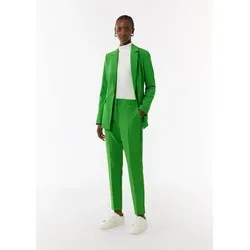comma Business-Hose grün 42 mit geschlitztem Saum - Damen-Hosen mit Slim Leg und Mid Rise Bund, elegante Webware mit Bügelfalten und seitlichen Schlitzen für einen modernen Look.