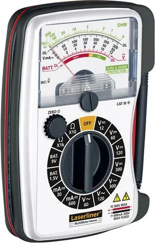 Laserliner Hand-Multimeter analog CAT III 300V - Praktisches analoges Multimeter für präzise Messungen im Haus- und Hobbybereich, ideal für vielseitige Anwendungen.