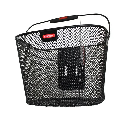 Klickfix Vorderradkorb 26x35x25cm - Engmaschiger Lenkerkorb für Fahrräder - Körbe - Praktischer Fahrradkorb in Schwarz, ideal für den sicheren Transport von Einkäufen oder persönlichen Gegenständen.