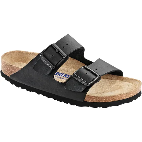 Birkenstock Arizona Sandalen schwarz mit Weichbettung - Unisex Sandalen in Größe 37, ausgestattet mit einem komfortablen Softfootbed für ultimativen Tragekomfort und Unterstützung.