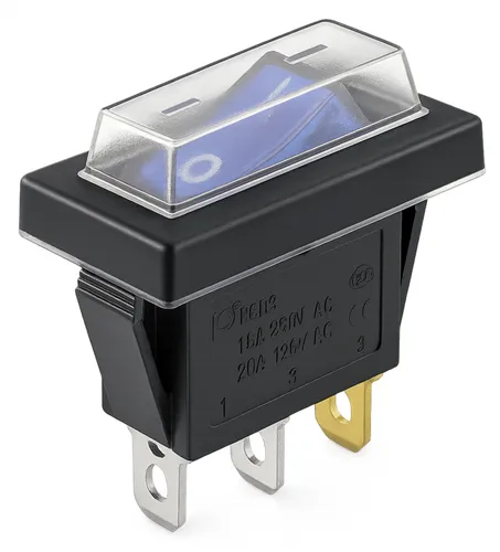 Wippschalter Beleuchtet bei 230V, 15A Geräteschalter mit Wasserdichter Abdeckung