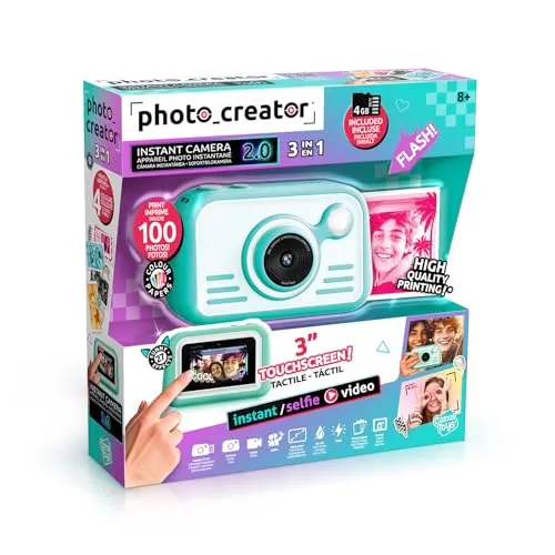 Canal Toys Photo Creator Instant Print Kamera 2.0 - Sofortbildkamera mit Touchscreen & Ringlicht - Ideal für kreative Kids, um Fotos & Videos sofort auszudrucken, ganz ohne Tinte!