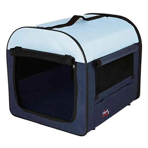 TRIXIE Mobile Kennel Basic Hunde-Transportbox - Hundeboxen für sichere Reisen, Größe M und M-L mit zusätzlicher Tür, aus strapazierfähigem Polyester in dunkelgrau/hellgrau.