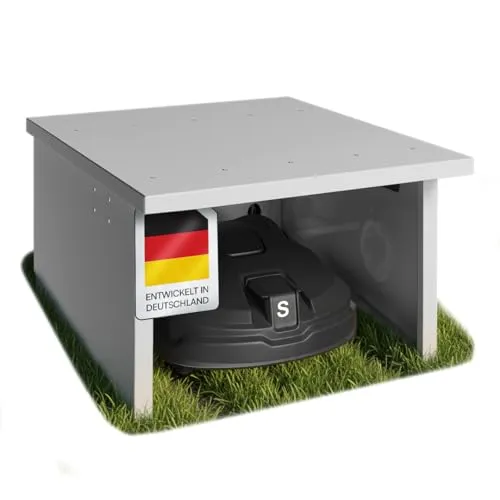 STEELSØN Mähroboter Garage Drakon aus Stahl - Ersatzteile für Rasenmäher: Wetterfeste Garage aus robustem verzinktem Stahl mit elegantem Pultdach, idealer Schutz für Ihren Mähroboter das ganze Jahr über.