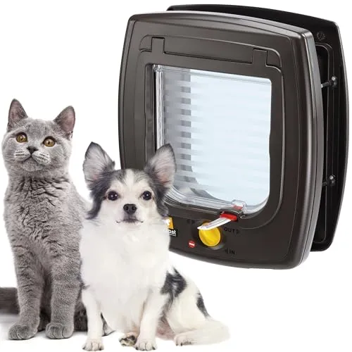 Ferplast Hundeklappe SWING 5 für Katzen und kleine Hunde - Praktische Haustierklappe mit 4-Wege-Schließsystem für flexible Nutzung. Schützt vor Zugluft und ermöglicht einfache Montage an verschiedenen Türen. Ideal für kleine Haustiere.