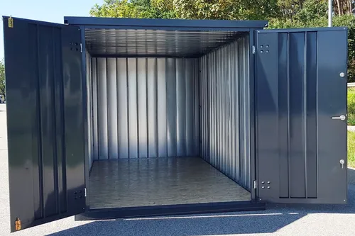 Gartenhäuschen Anthrazit RAL7016 Lagercontainer Geräteschuppen Gartenlager 4m
