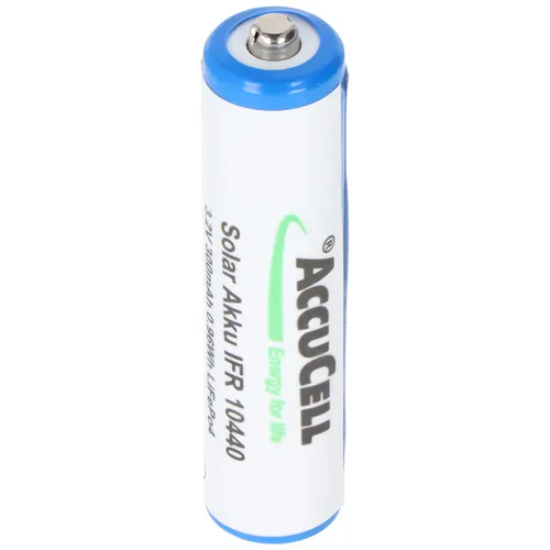 AccuCell 3,2 Volt Solar Akku Lithium IFR 10440 200mAh LiFePo4 Akku, 3,2 Volt Akku AAA Solar mit Kopf ungeschützt 44,1 x 10,1mm