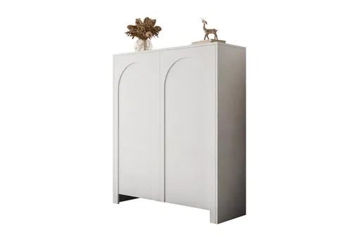 Hohe Kommode ARIADNA Weiß - Entdecken Sie die hohe Kommode ARIADNA in Weiß – modern, funktional und ideal für kleine Räume. Mit eleganten Fräsungen und stabilem Design bietet sie praktischen Stauraum und passt perfekt in jedes Interieur.