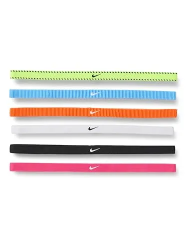 Nike Herren Flex Classic Headbands 6er Pack Stirnbänder Running Fitness Training Sport Haarband Set rutschfest elastisch, Volt/Vivid Pink/White, One Size