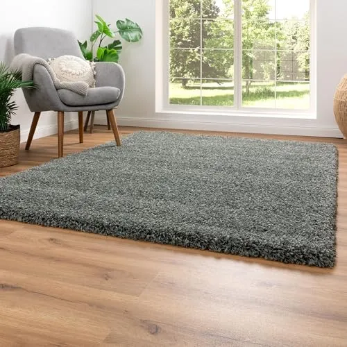 Steffensmeier Ragolle Hochflor Teppich Twilight - Salbei 4422, 200x290 cm - Hochwertiger Hochflor-Teppich mit 50 mm dickem Flor und 3900 g/m² aus Polypropylen für besondere Weichheit. Ideal für Ihr Wohnzimmer - schadstoffgeprüft und langlebig.