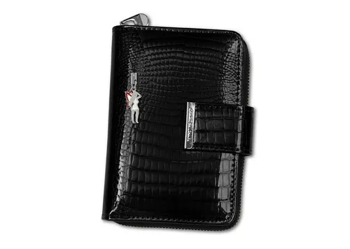 Jennifer Jones Leder Damen Portemonnaie schwarz mit RFID Schutz - Stylisches Damenportemonnaie aus echtem Leder mit RFID Blocker, ideal für sicheres Bezahlen. Mit mehreren Fächern und einem abnehmbaren Fee-Anhänger – perfekt für den modernen Alltag.