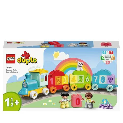 LEGO DUPLO Zahlenzug 10954 - Lernspielzeug mit 10 bunten Zahlensteinen, fördert motorische Fähigkeiten und Zählen für Kinder ab 1,5 Jahren