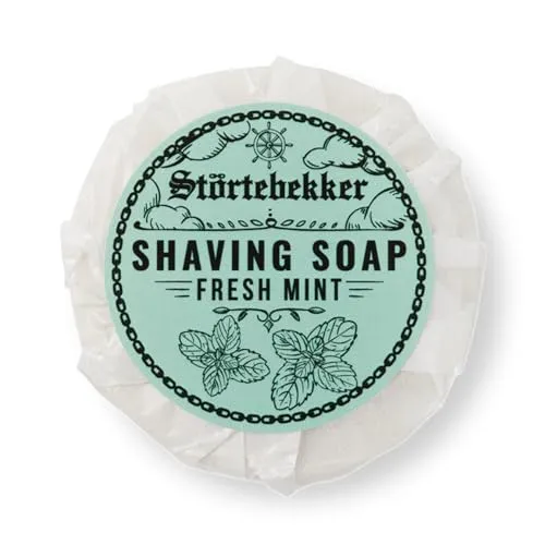 Störtebekker® Premium Rasierseife Fresh Mint 70g - Handgefertigte Seife für ergiebigen Rasierschaum - Perfekt für die Rasur mit Rasierhobel & Rasiermesser - Vegane Rasierseife Damen & Herren