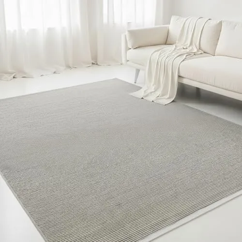 Interiyou handgewebter Baumwollteppich Riga - 160x230 cm Beige/Schwarz - Handgewebter Teppich aus 100% Baumwolle, ideal für Wohn- und Schlafzimmer. Robust und pflegeleicht, bringt er modernen Stil und Gemütlichkeit in dein Zuhause.