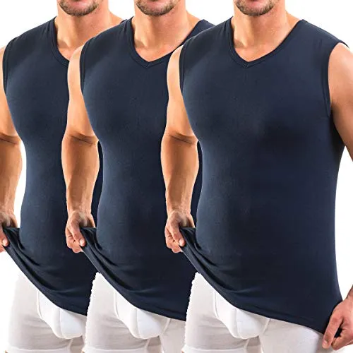 HERMKO Achseltop 3050 Herren Muskelshirt V-Ausschnitt 3er Pack - Unterhemden aus 100% Bio-Baumwolle, hautfreundlich und ideal als Business-Unterwäsche mit breiter Achsel für optimalen Tragekomfort.