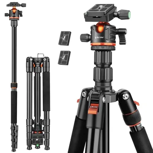 Victiv Kamera Stativ, 198cm Tragbares Reisestativ, 2-in-1 Dreibein Stativ & Einbeinstativ mit 360° Panorama Kugelkopf für DSLR Canon Nikon Sony, Aluminium Camera Tripod, Stative für iPhone Smartphone