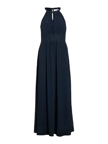 Vila Abendkleid VIMilina - Elegantes Spitzenkleid in Dunkelblau - Maxi Abendkleid in Größe 34, aus recyceltem Material, mit verführerischer Spitze und ärmellosem Design - ideal für besondere Anlässe.