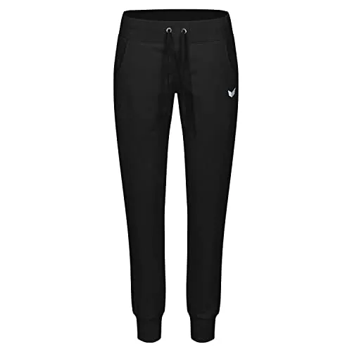 Erima Damen Sweathose mit Bündchen schwarz Größe 34 - Bequeme und pflegeleichte Sweathose für Sport und Freizeit. Mit Kordelzug und seitlichen Eingrifftaschen bietet sie optimalen Tragekomfort und Bewegungsfreiheit.