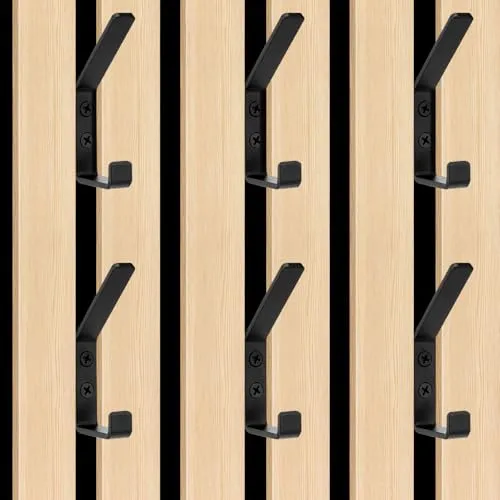 mobumeia 6 Stück Akustikpaneele Wandpaneele Kleiderhaken, Haken für Akustikpanele, doppelter Garderobenhaken Schwarz für Acoustic Panel, Akustikplatten Wandhaken Schwarz, Aluminium, 13mm