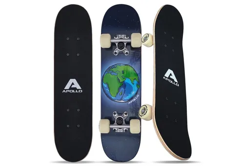 Apollo Skateboard Kinderskateboard 24" - Around the World - Skateboard für Kinder ab 5 Jahren, ideal zum spielerischen Erlernen von rollender Fortbewegung, mit sportlichem Design und robustem Holzdeck.