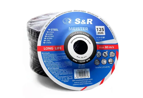 S&R Trennscheibe für Metall, Stahl, hochlegiert 125 x 2,5 mm (Set, 25 tlg) - Zubehör für Elektrowerkzeug, ideal zum präzisen Trennen von Metall mit 2-fach verstärkten, langlebigen Trennscheiben für Winkelschleifer.
