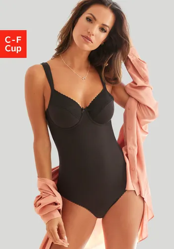 Nuance Body mit feinen Borten und Spitzeneinsatz, schwarz