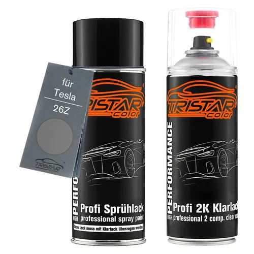 Autolack 2K Spraydosen Set für Tesla 26Z Dark Magneto Metallic Basis 2K Klarlack