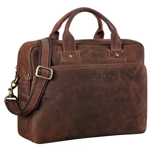 STILORD große Ledertasche braun - Vintage Aktentasche für Herren mit 15.6 Zoll Laptopfach - Aktentaschen: Elegante Ledertasche aus echtem Rindsleder, ideal für Büro und Reisen, bietet maximale Organisation und Stil für den modernen Mann.