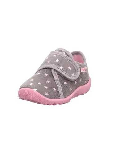 Superfit Baby Mädchen SPOTTY Hausschuhe, GRAU 2100, 20 EU - Hausschuhe für Mädchen aus strapazierfähiger Baumwolle, atmungsaktiv und mit kinderleichtem Einstieg durch Klettverschluss. Ideal für drinnen, die Sohle färbt nicht ab.